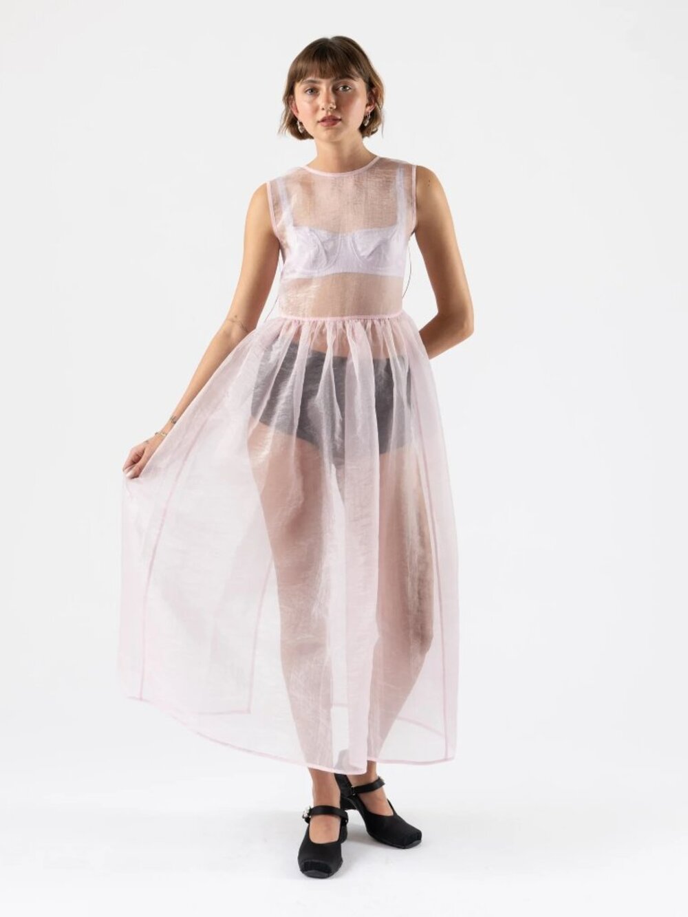 Cecilie Bahnsen Camilla Overlay Dress in Blush Pink, UK 10 / US 6. NWT.